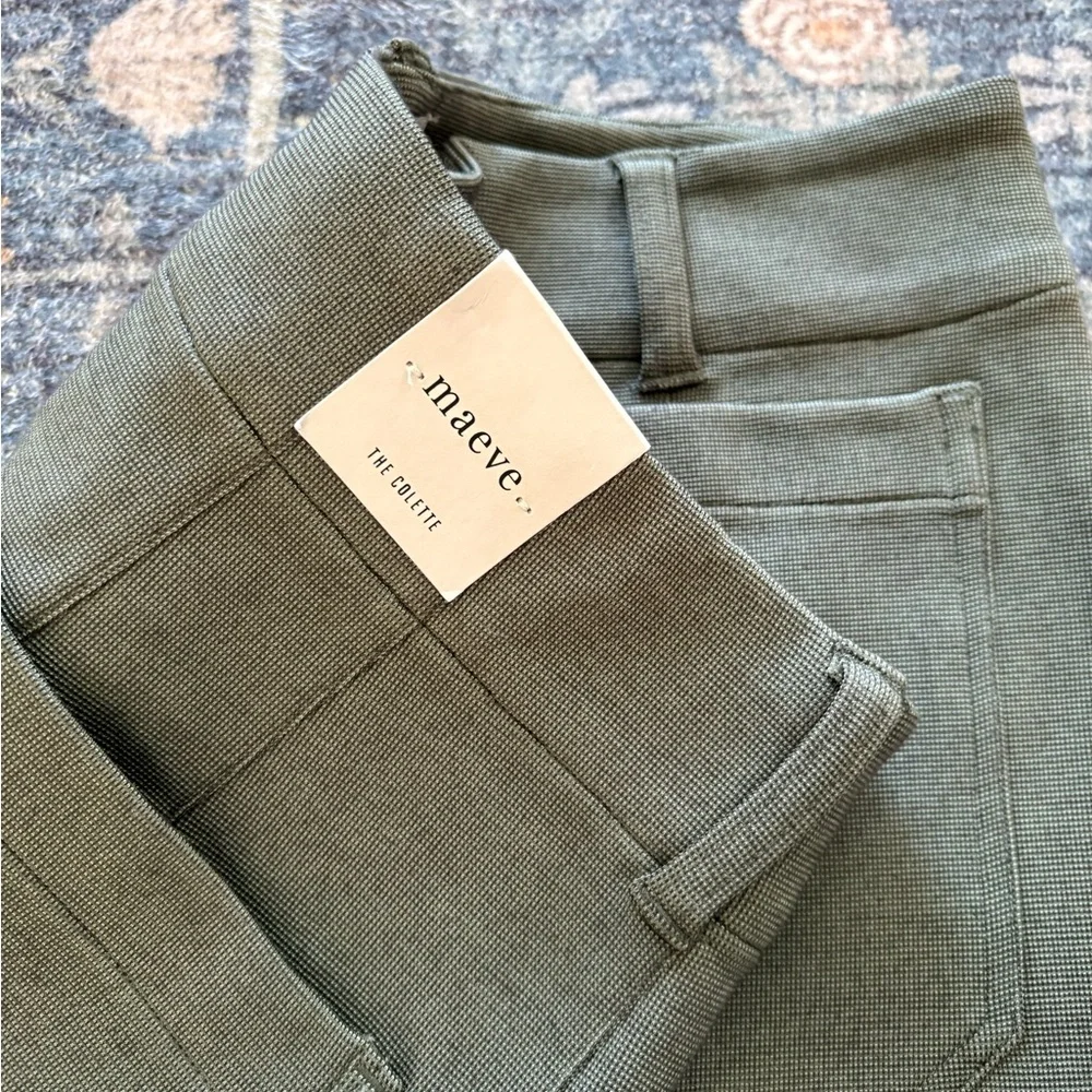NWT Anthropologie Maeve The Colette Knit Crop Wide-Leg Green Trousers Sz 32 Tall - Picture 7 of 8